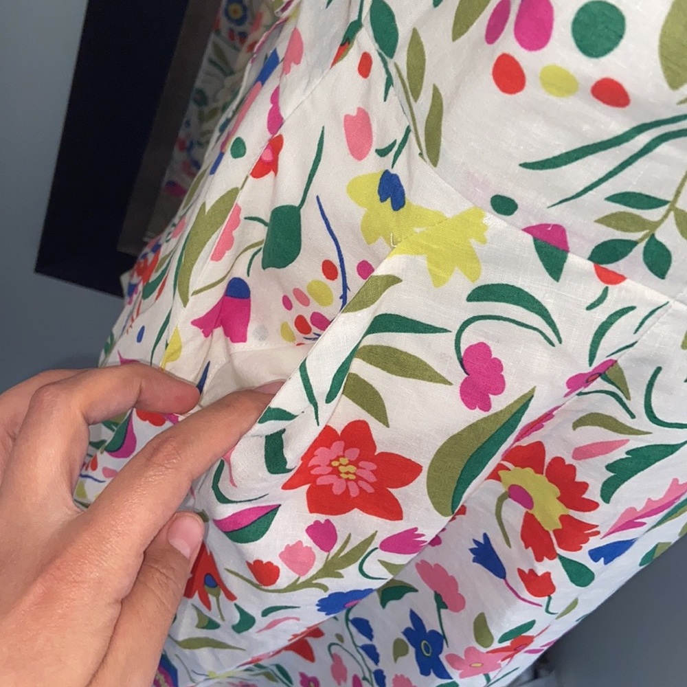 Boden Floral Midi Dress in White with Multicolor Print - Picture 3 of 8